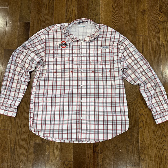 Ohio State Buckeyes Columbia Super Tamiami OmniWick Long Sleeve ButtonDown Shirt - Picture 3 of 5